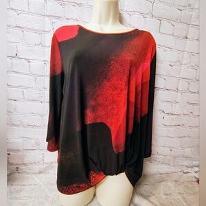 Clara Sun Woo Bell Sleeve Tie Up Tunic Red Witchy Medium Top